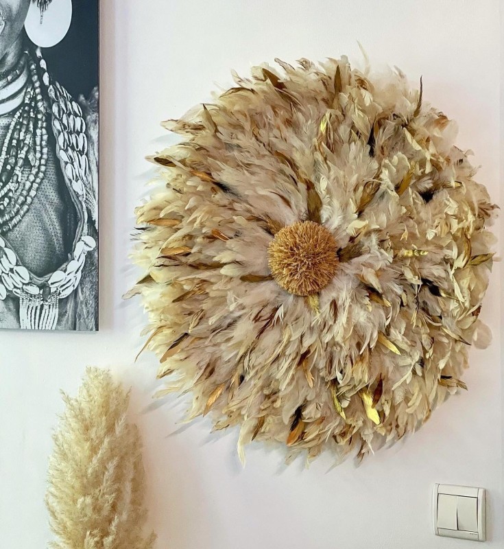 Tableau de plumes Jujuhat coeur massaï